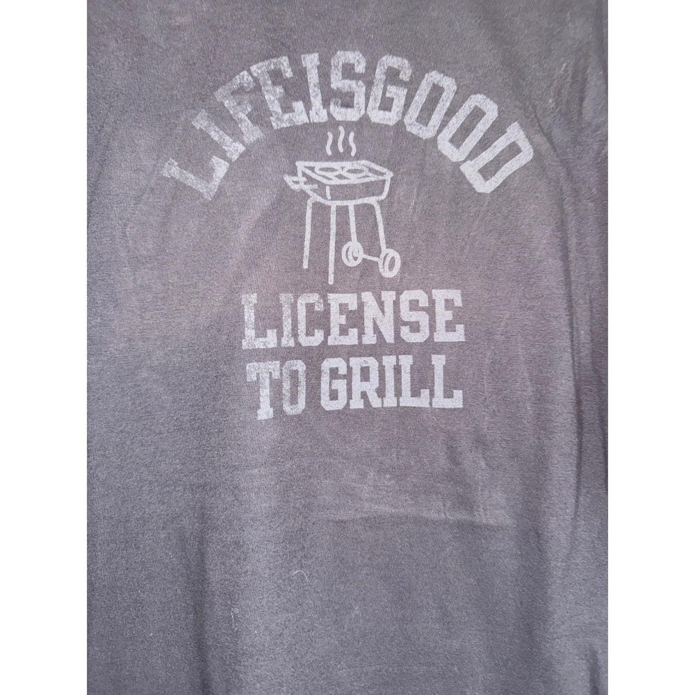Summer Casual Life is Good Mens License to Grill Long Sleeve T-Shirt Large BBQ